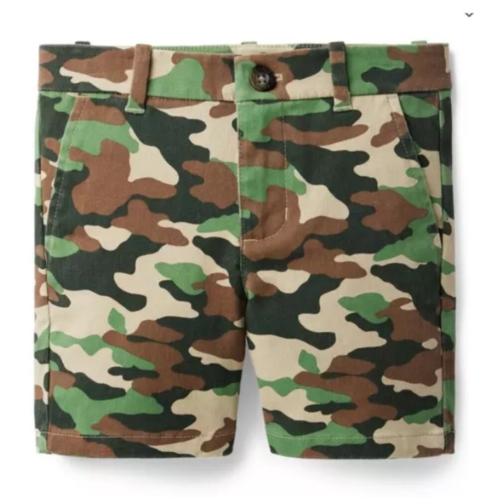 Janie and Jack Camouflage Cargo Stretch Twill Shorts with Belt (Belt free)